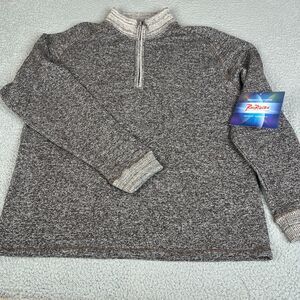 Rail Riders Hemp Sweater Mens L Brown Cotton 1/4 Zip Pullover Sweatshirt Hiking